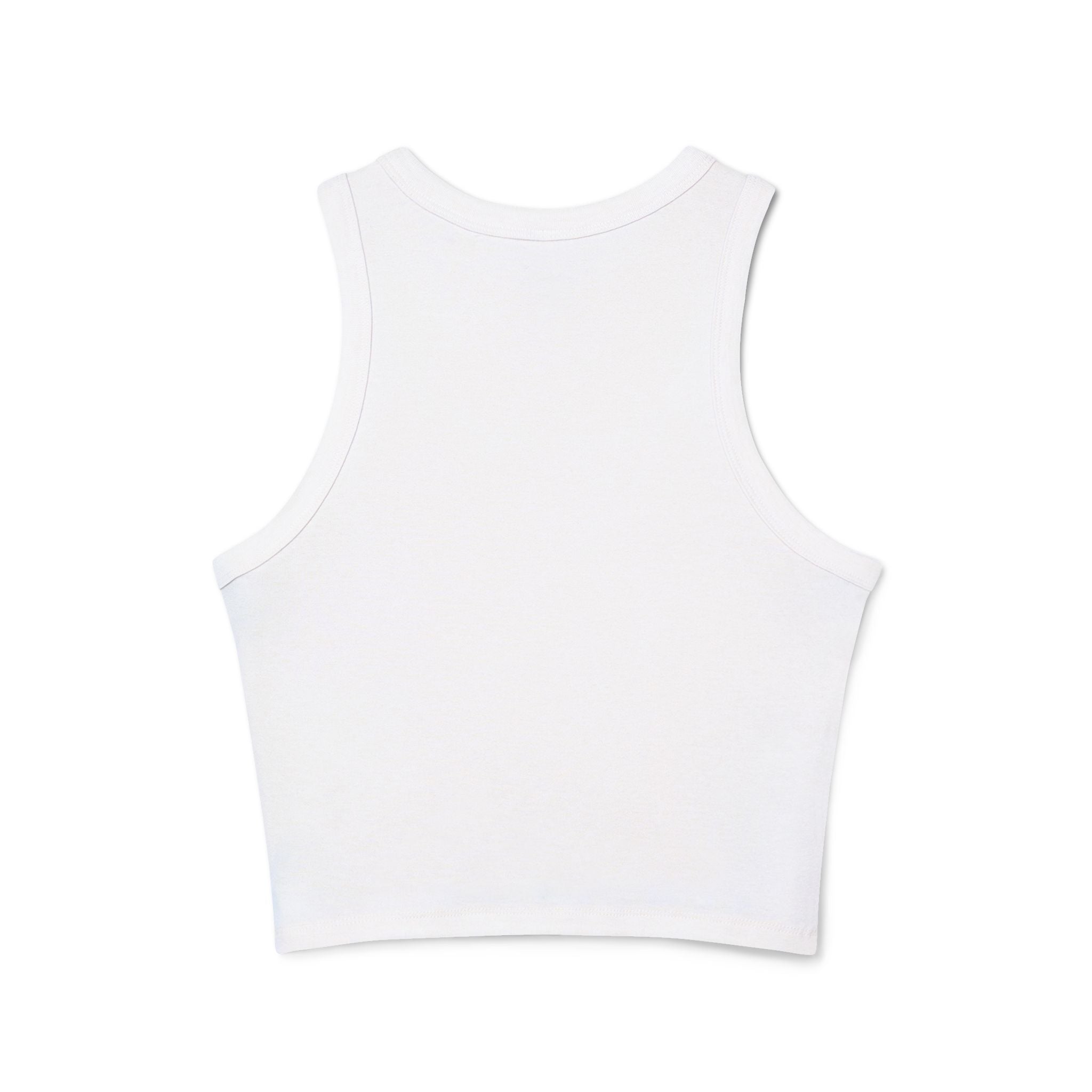 Fake Tattoo Racer Tank Top — Retro Yellow Graphic Crop Top