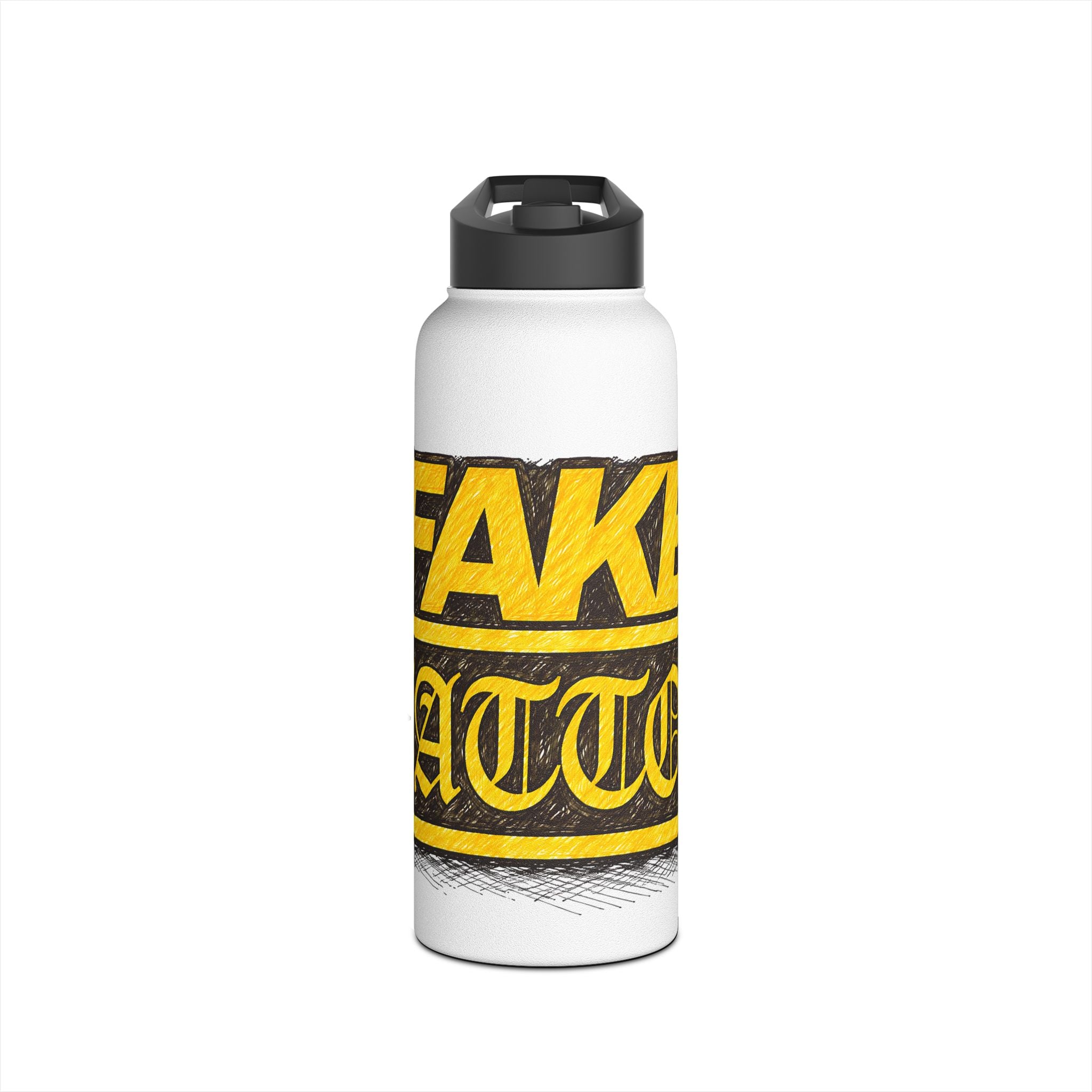Adventure Stainless Steel Water Bottle — Bold Yellow 'Beak Battle' Graphic
