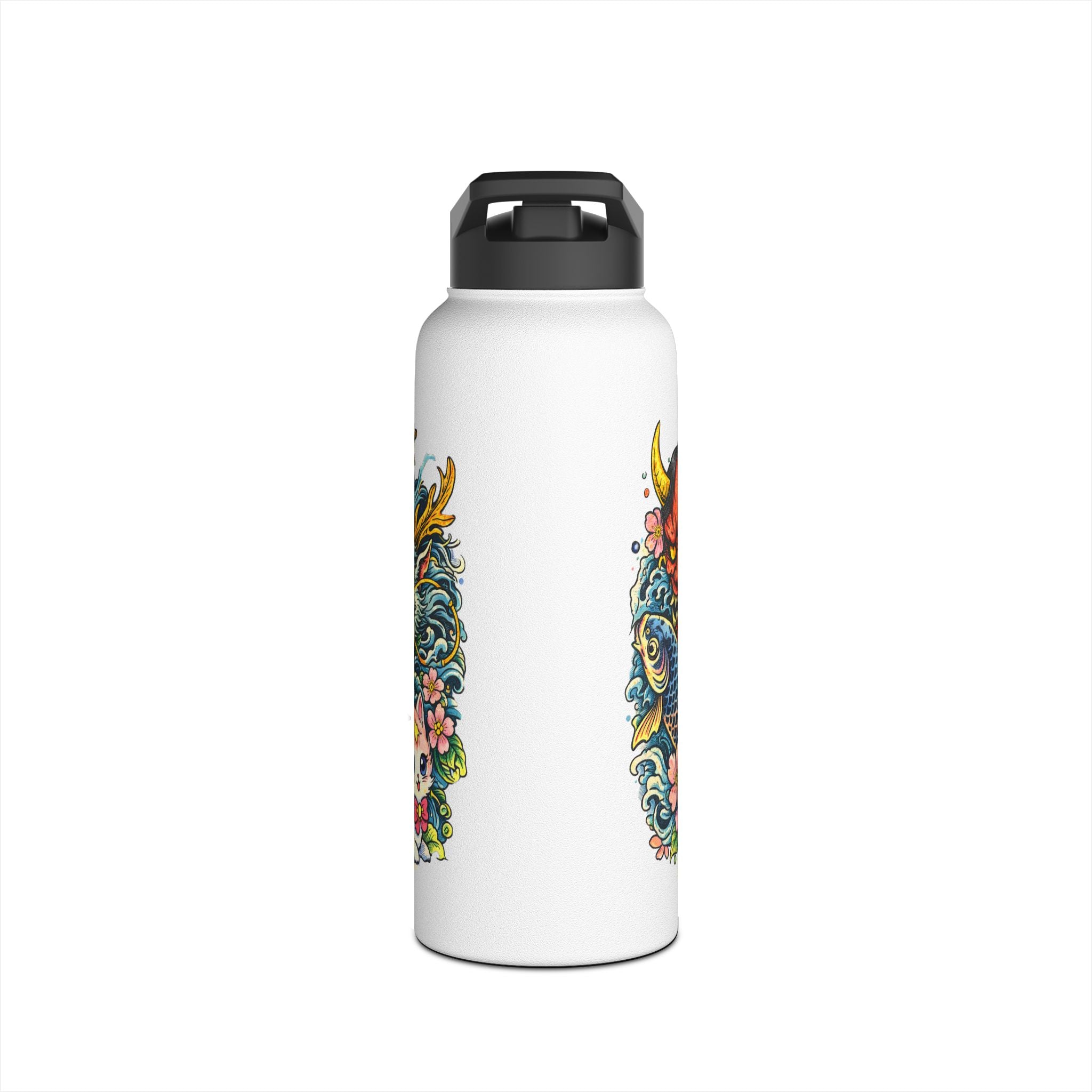 Tattoo-Style Stainless Steel Water Bottle — “Fake Tattoo” Bold Graphic