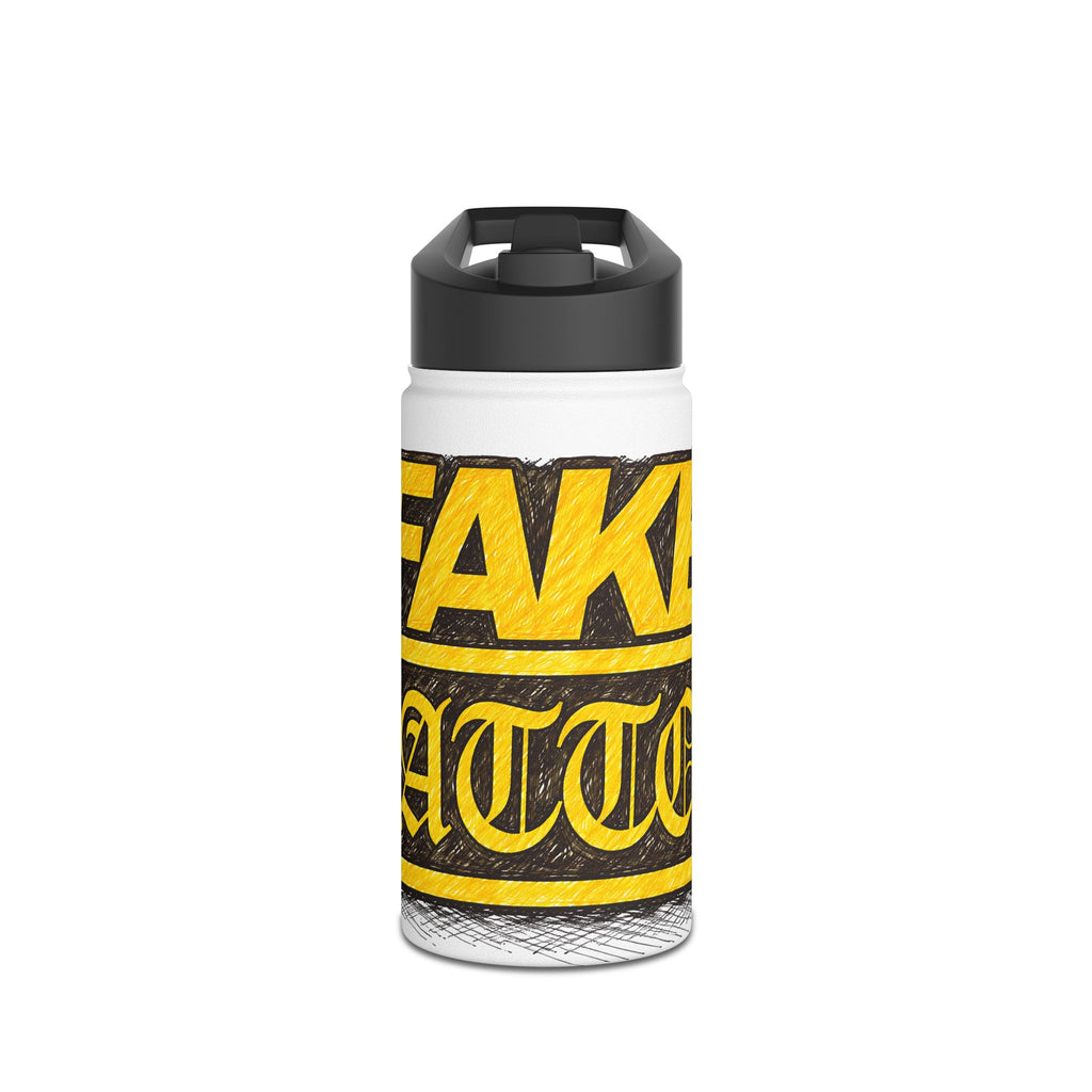 Adventure Stainless Steel Water Bottle — Bold Yellow 'Beak Battle' Graphic