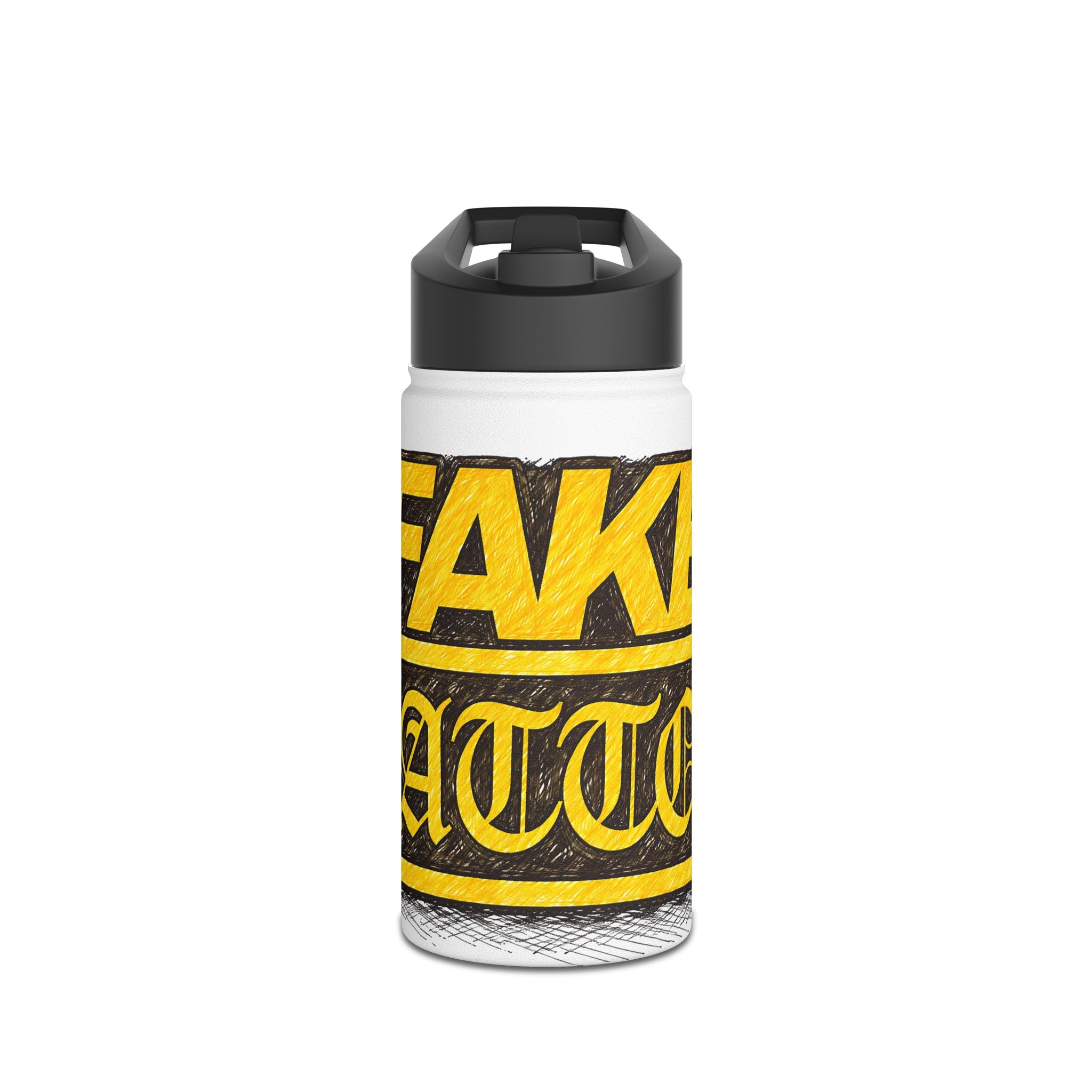 Adventure Stainless Steel Water Bottle — Bold Yellow 'Beak Battle' Graphic