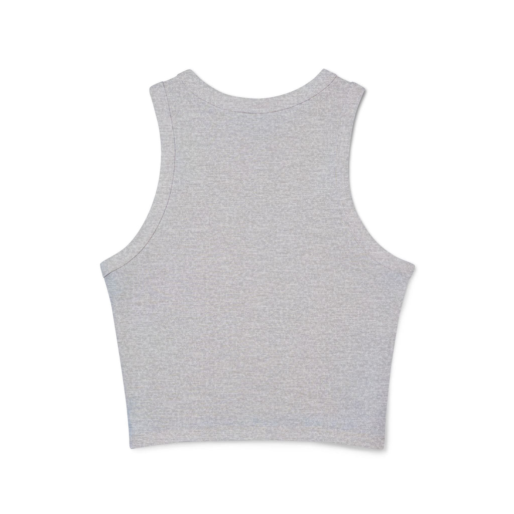 Fake Tattoo Racer Tank Top — Retro Yellow Graphic Crop Top