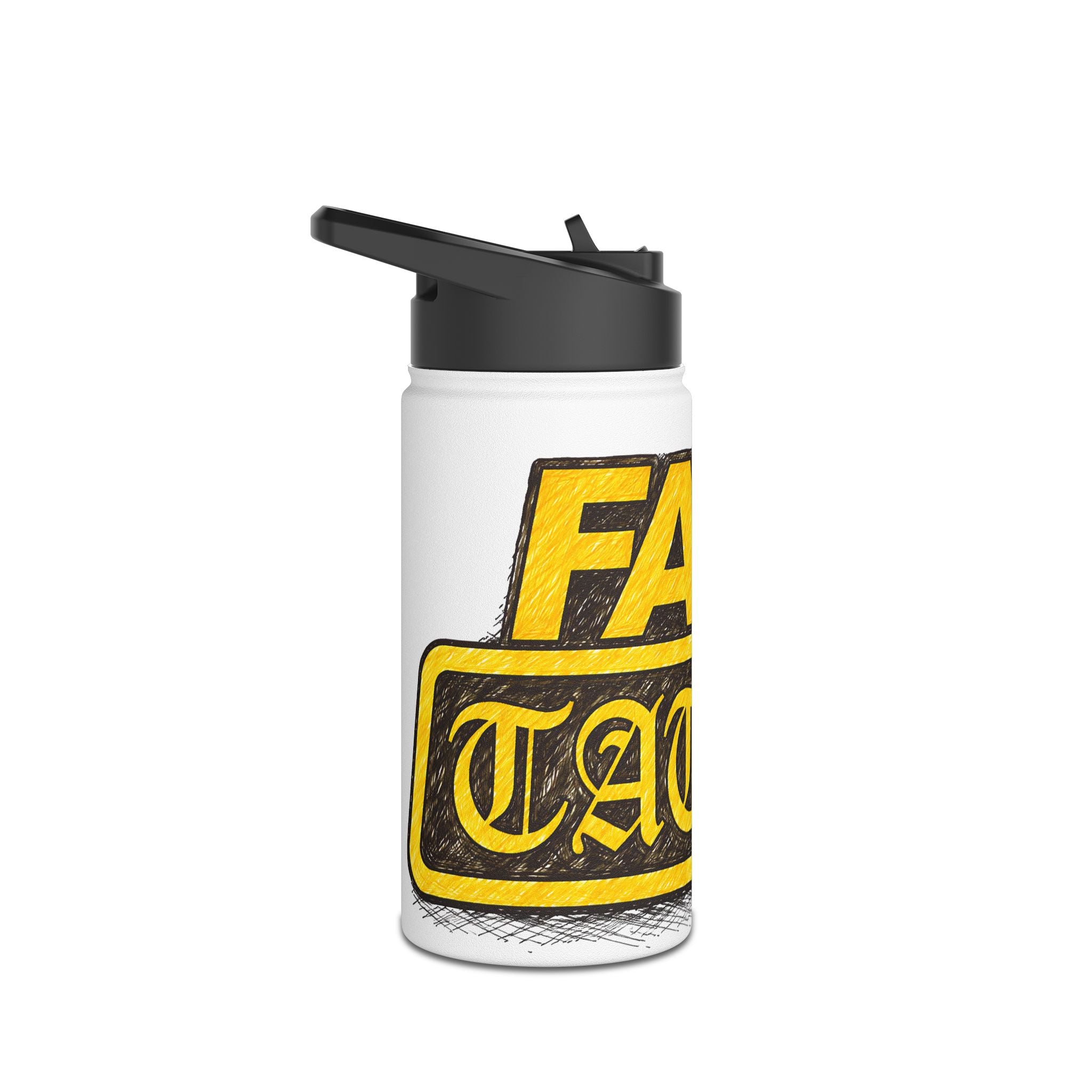 Adventure Stainless Steel Water Bottle — Bold Yellow 'Beak Battle' Graphic
