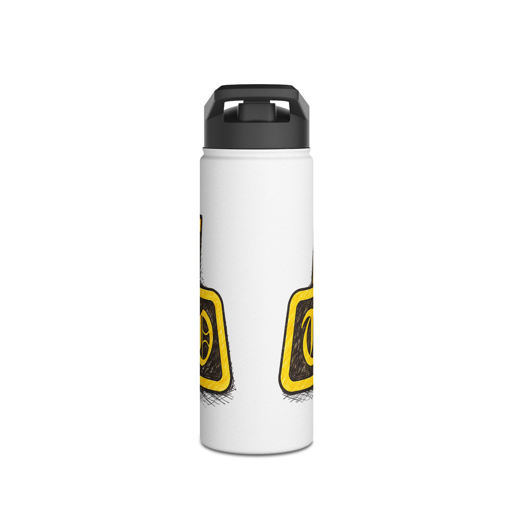 Adventure Stainless Steel Water Bottle — Bold Yellow 'Beak Battle' Graphic