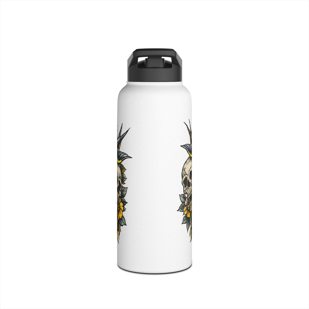 Fake Tattoo Skull & Snake Stainless Steel Water Bottle — 20oz Insulated