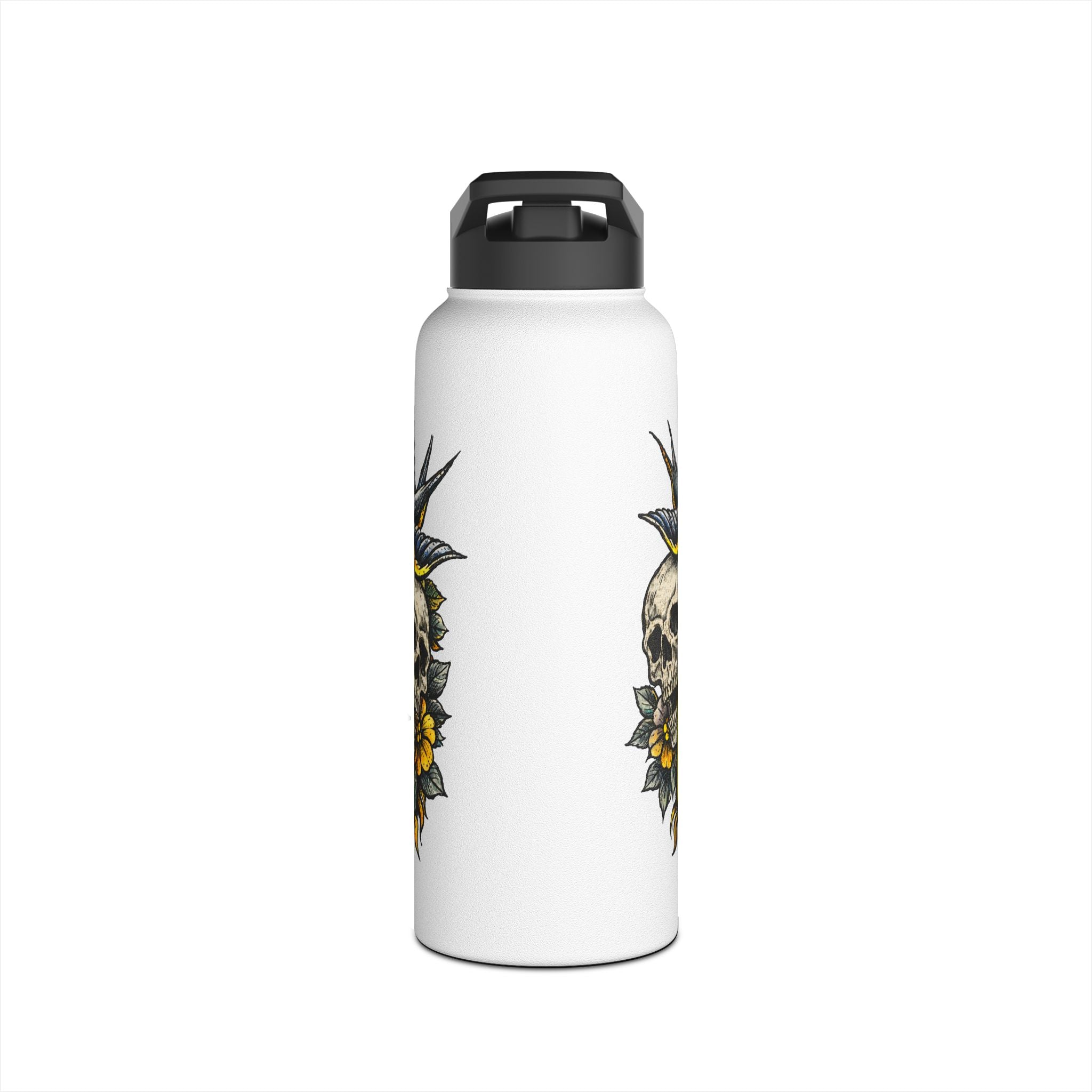 Fake Tattoo Skull & Snake Stainless Steel Water Bottle — 20oz Insulated