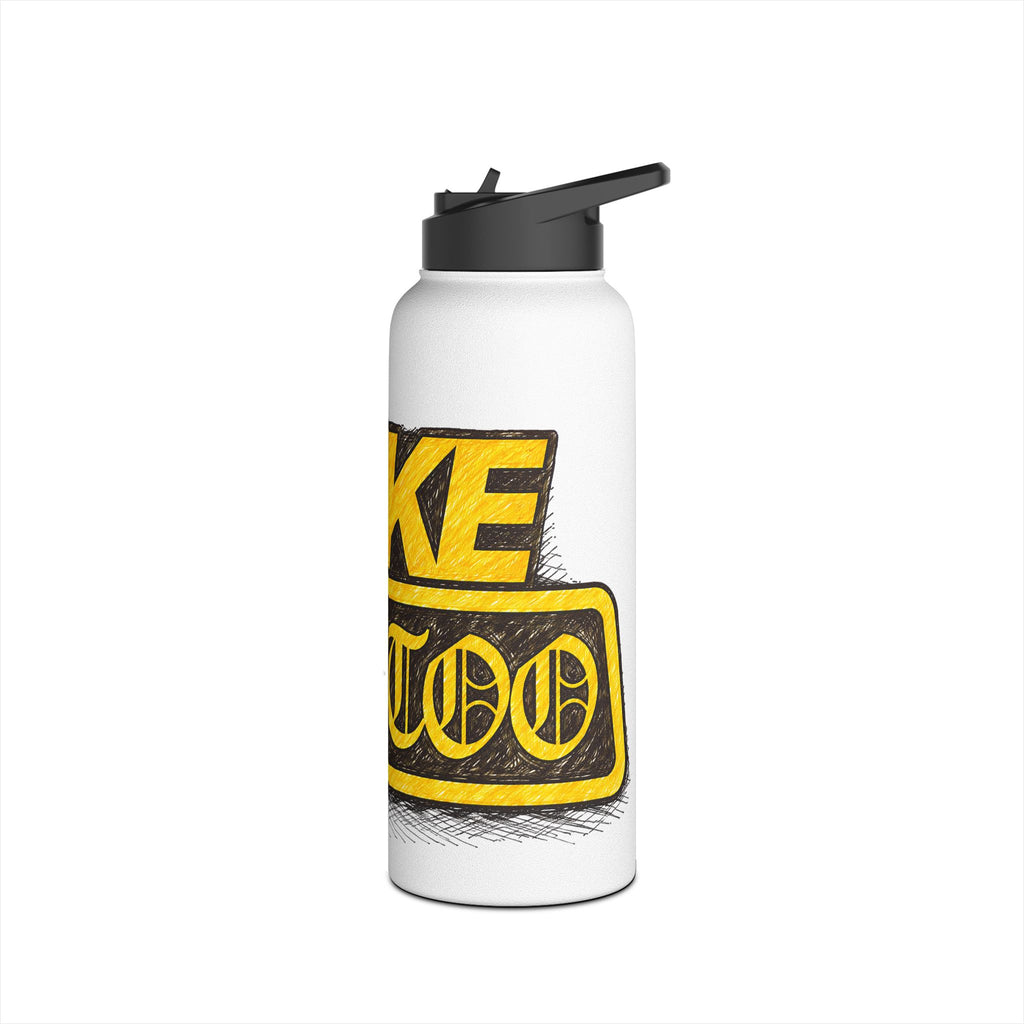 Adventure Stainless Steel Water Bottle — Bold Yellow 'Beak Battle' Graphic