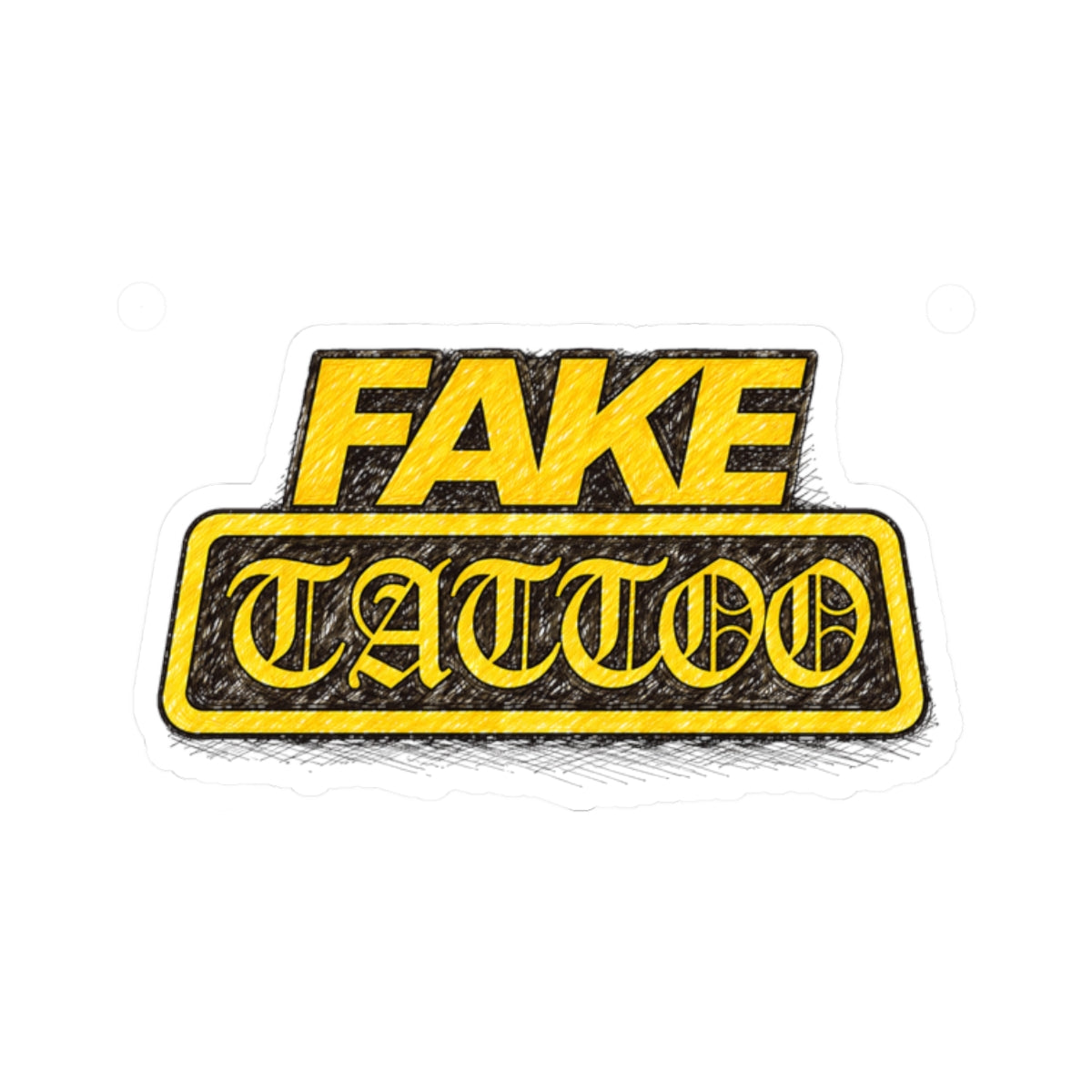 Fake Tattoo Kiss-Cut Sticker — Bold Yellow Retro Decal for Laptops & Gear