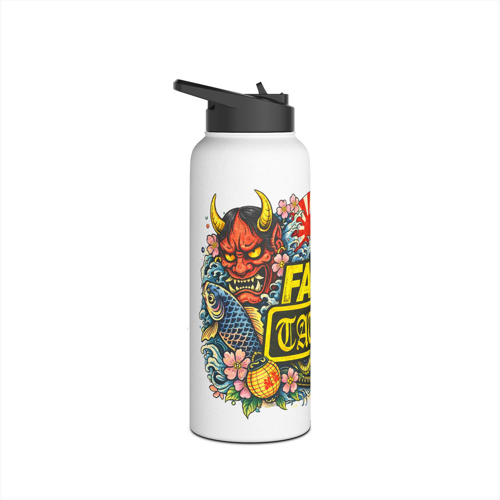 Tattoo-Style Stainless Steel Water Bottle — “Fake Tattoo” Bold Graphic
