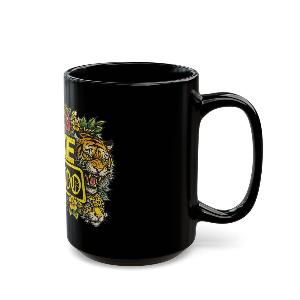 Fake Tattoo Black Mug — Bold Vintage Tattoo-Style Coffee Cup (11oz/15oz)