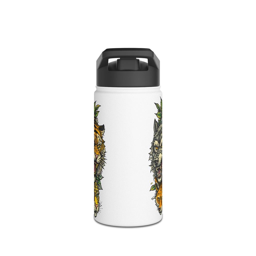 Tattoo-Style Stainless Steel Water Bottle — "Fake Tattoo" Vintage Floral Design