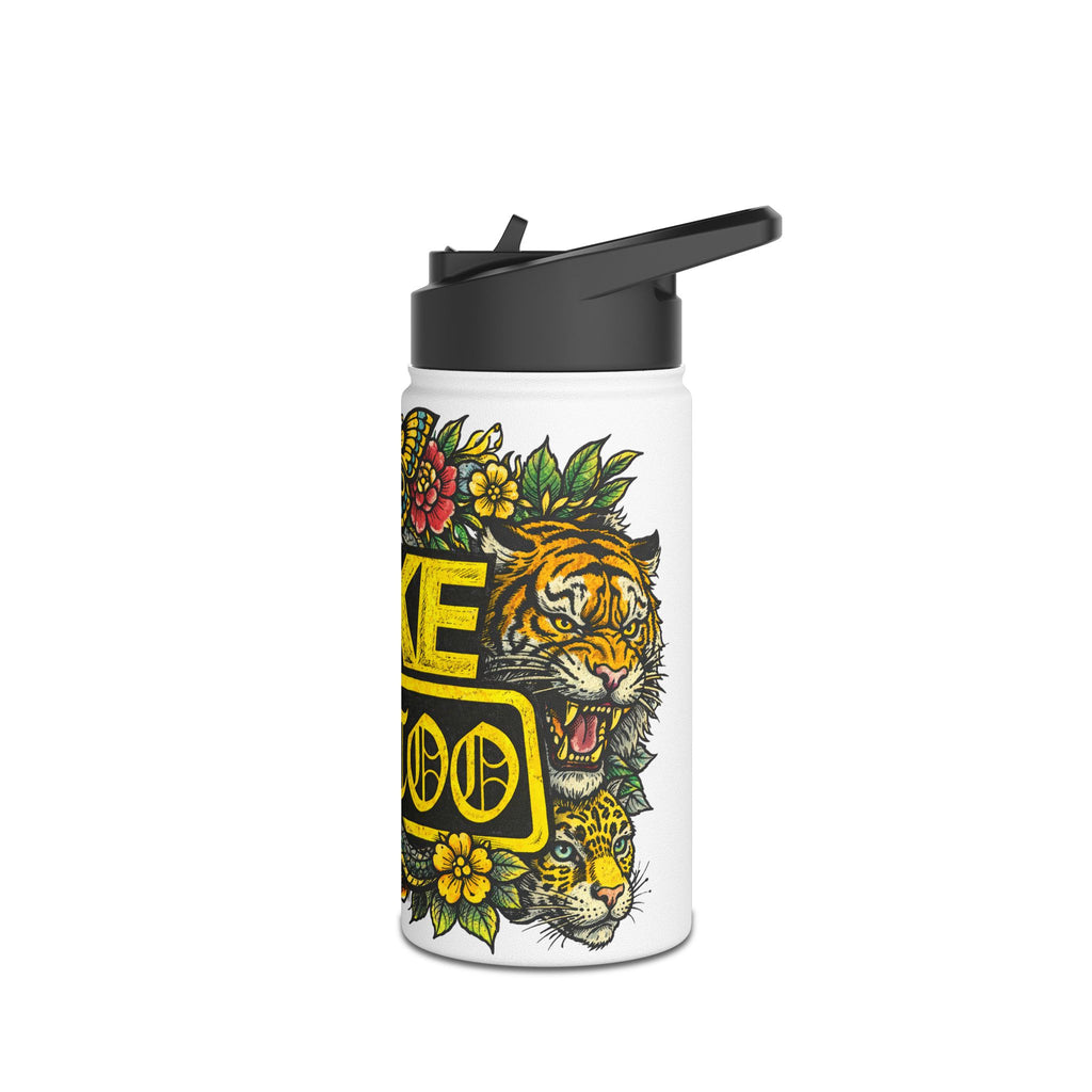Tattoo-Style Stainless Steel Water Bottle — "Fake Tattoo" Vintage Floral Design