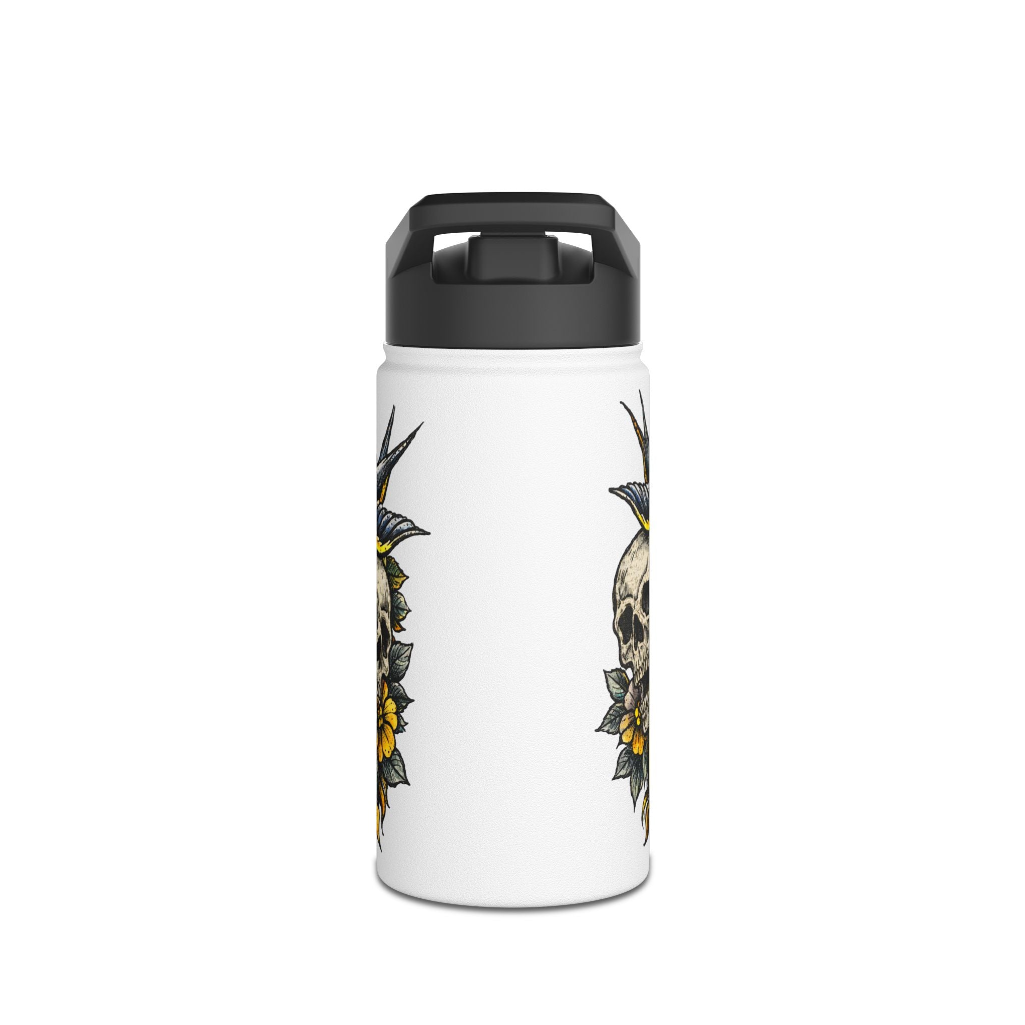 Fake Tattoo Skull & Snake Stainless Steel Water Bottle — 20oz Insulated