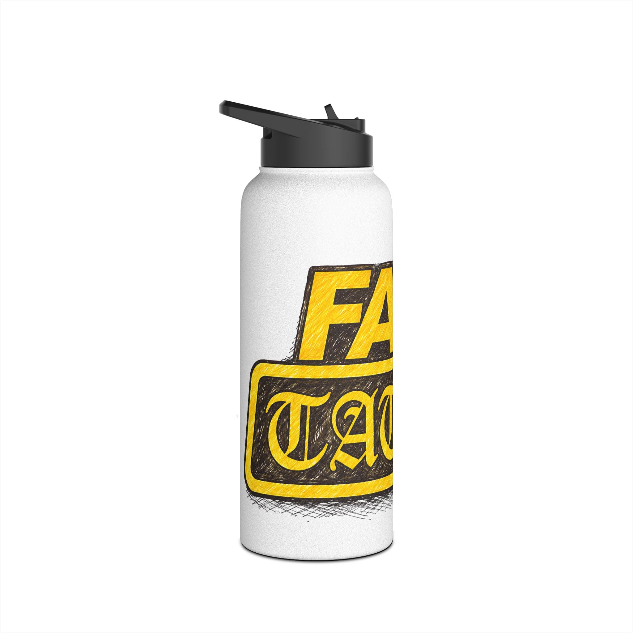Adventure Stainless Steel Water Bottle — Bold Yellow 'Beak Battle' Graphic