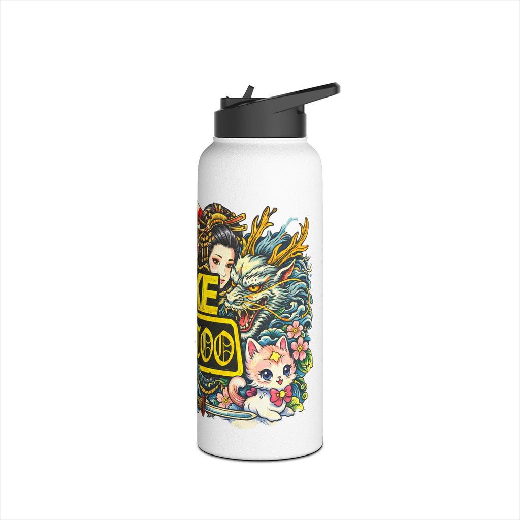 Tattoo-Style Stainless Steel Water Bottle — “Fake Tattoo” Bold Graphic