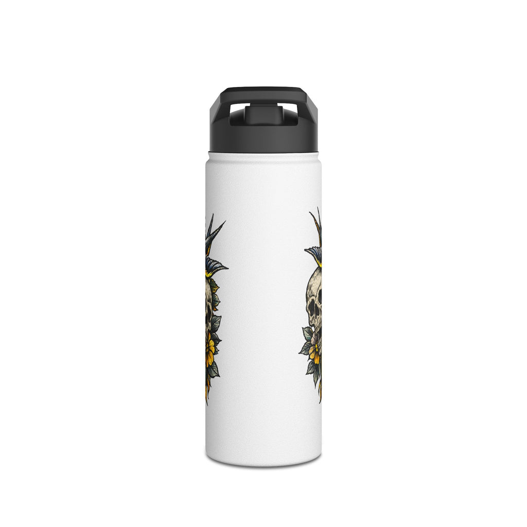 Fake Tattoo Skull & Snake Stainless Steel Water Bottle — 20oz Insulated