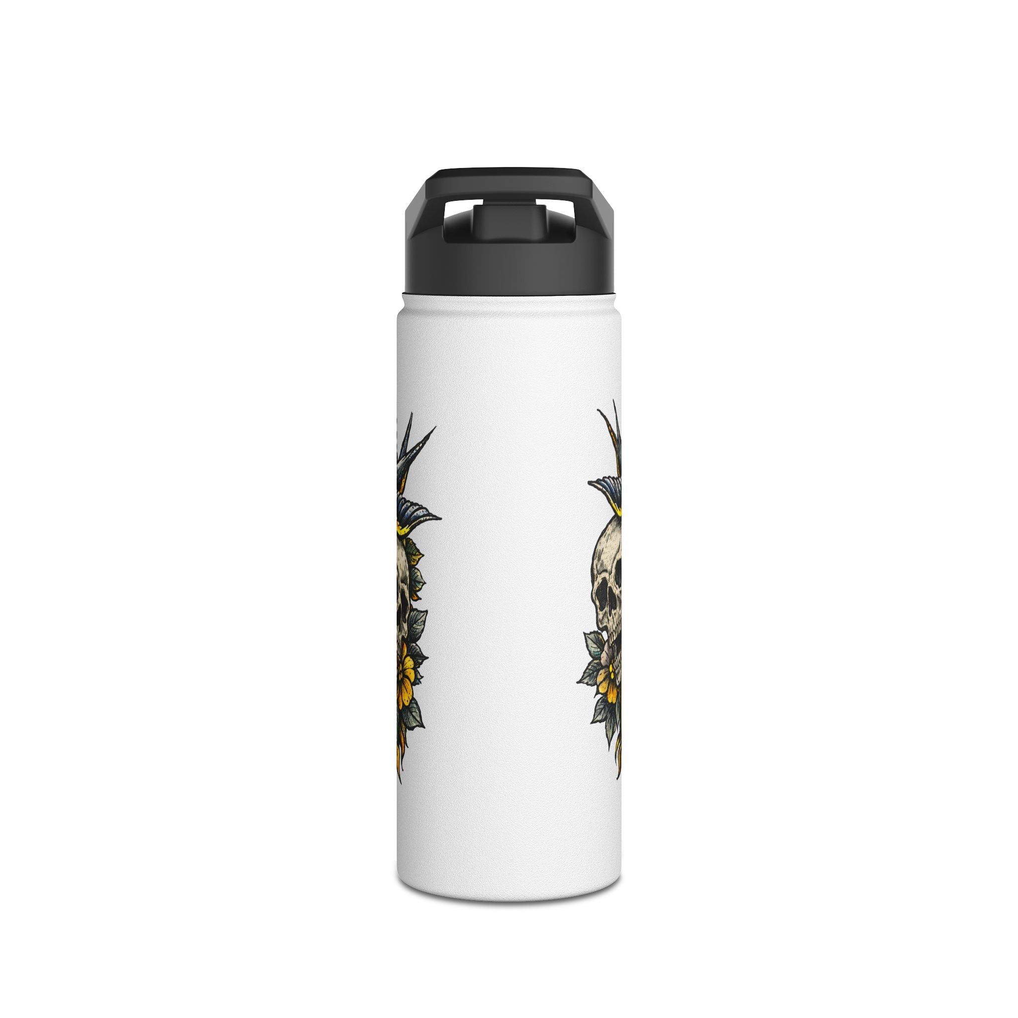 Fake Tattoo Skull & Snake Stainless Steel Water Bottle — 20oz Insulated