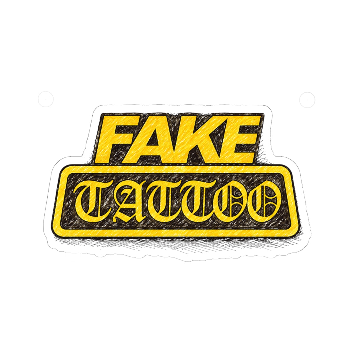 Fake Tattoo Kiss-Cut Sticker — Bold Yellow Retro Decal for Laptops & Gear