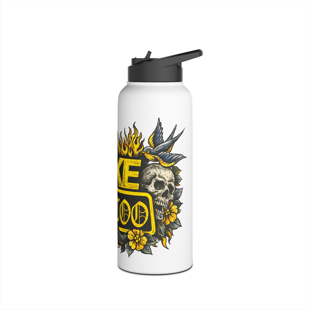 Fake Tattoo Skull & Snake Stainless Steel Water Bottle — 20oz Insulated