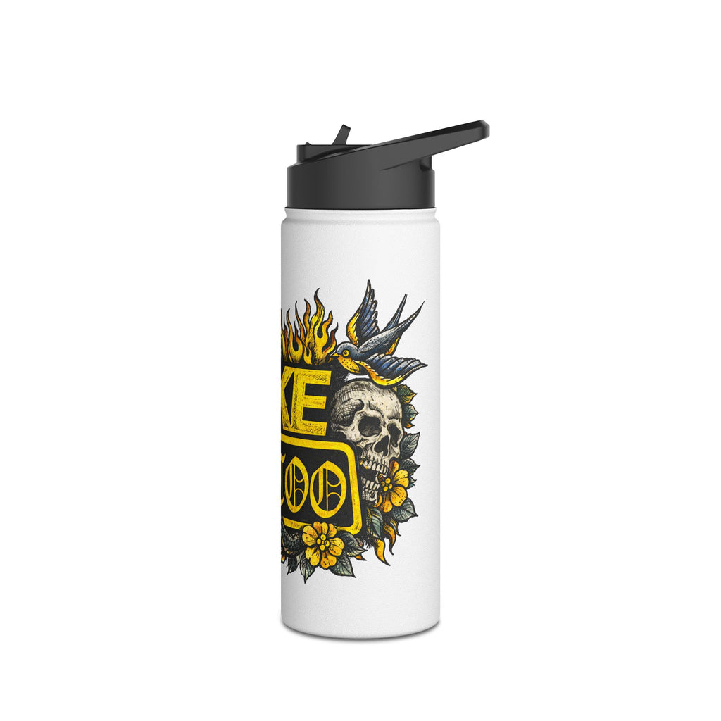Fake Tattoo Skull & Snake Stainless Steel Water Bottle — 20oz Insulated