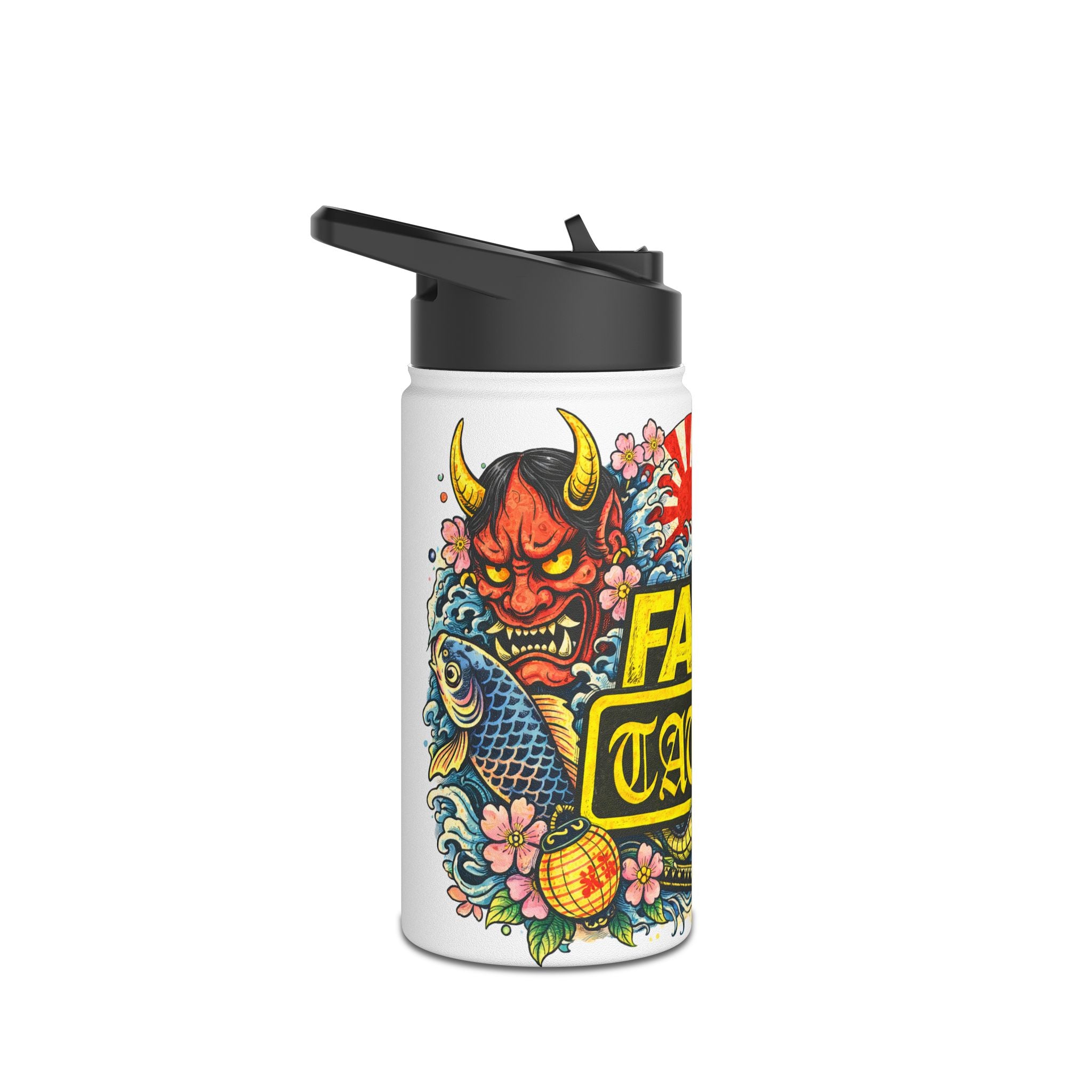Tattoo-Style Stainless Steel Water Bottle — “Fake Tattoo” Bold Graphic