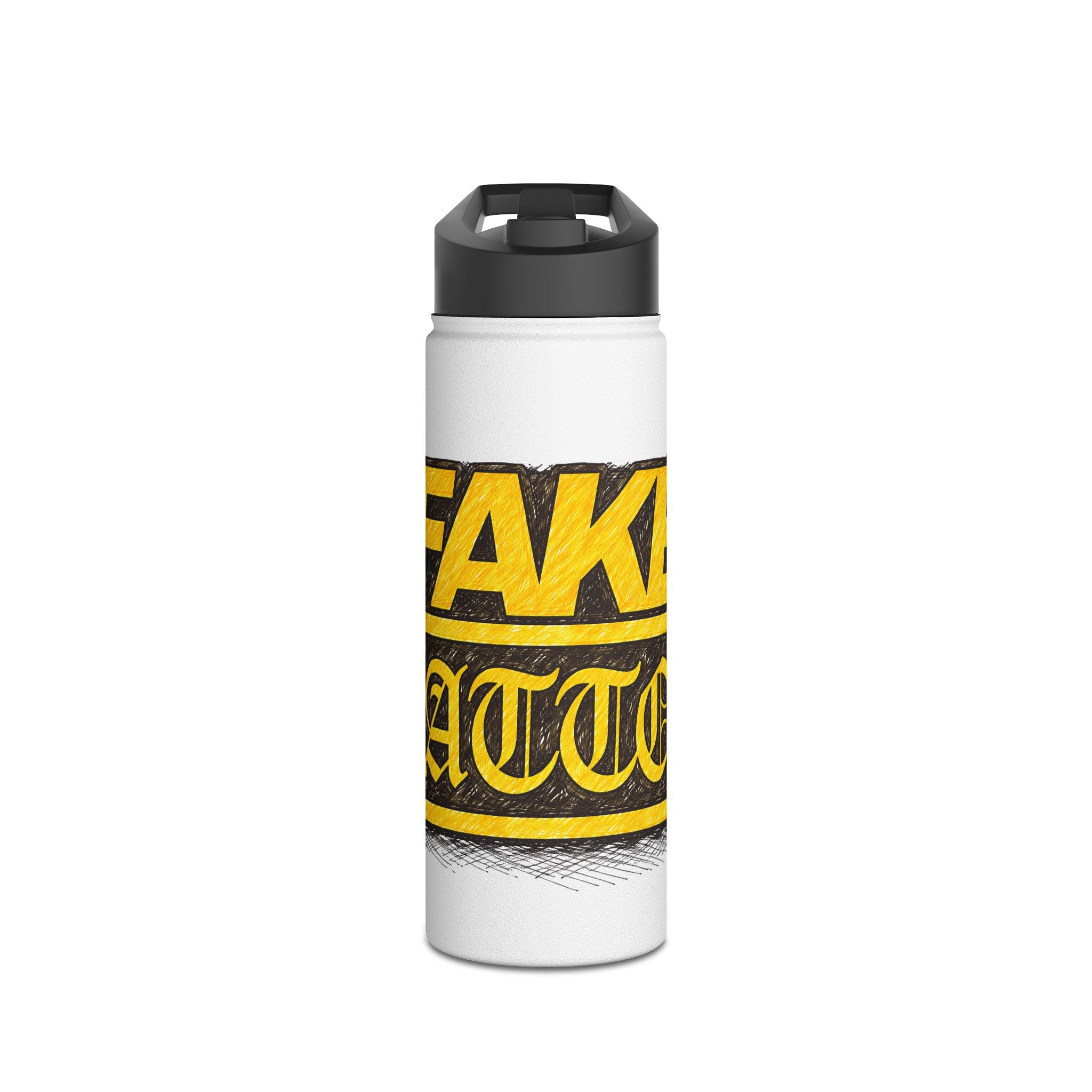 Adventure Stainless Steel Water Bottle — Bold Yellow 'Beak Battle' Graphic