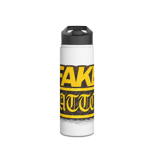 Adventure Stainless Steel Water Bottle — Bold Yellow 'Beak Battle' Graphic