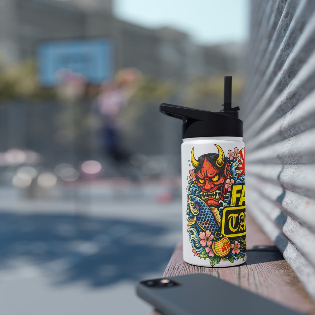 Tattoo-Style Stainless Steel Water Bottle — “Fake Tattoo” Bold Graphic