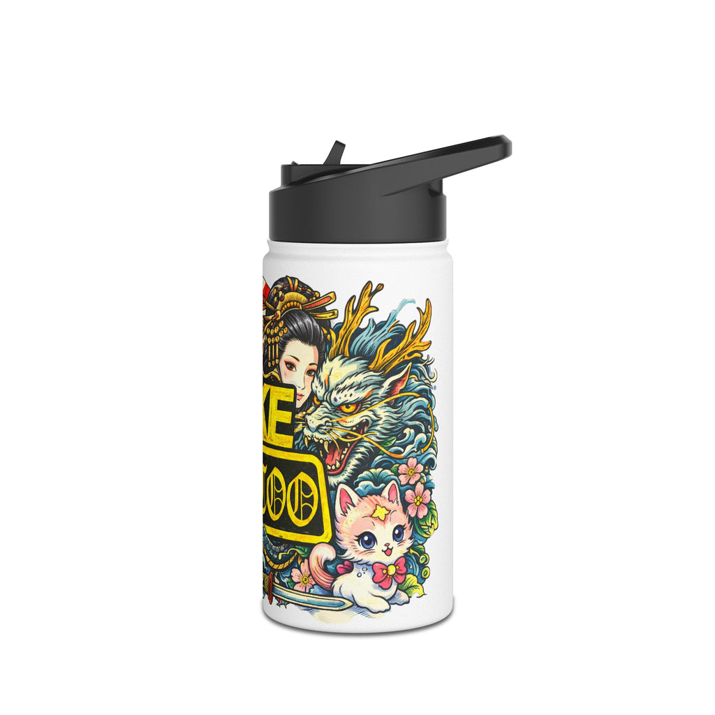 Tattoo-Style Stainless Steel Water Bottle — “Fake Tattoo” Bold Graphic