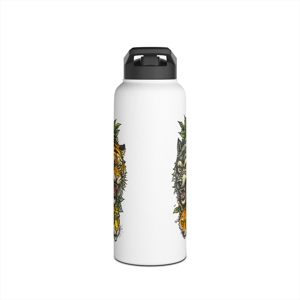 Tattoo-Style Stainless Steel Water Bottle — "Fake Tattoo" Vintage Floral Design
