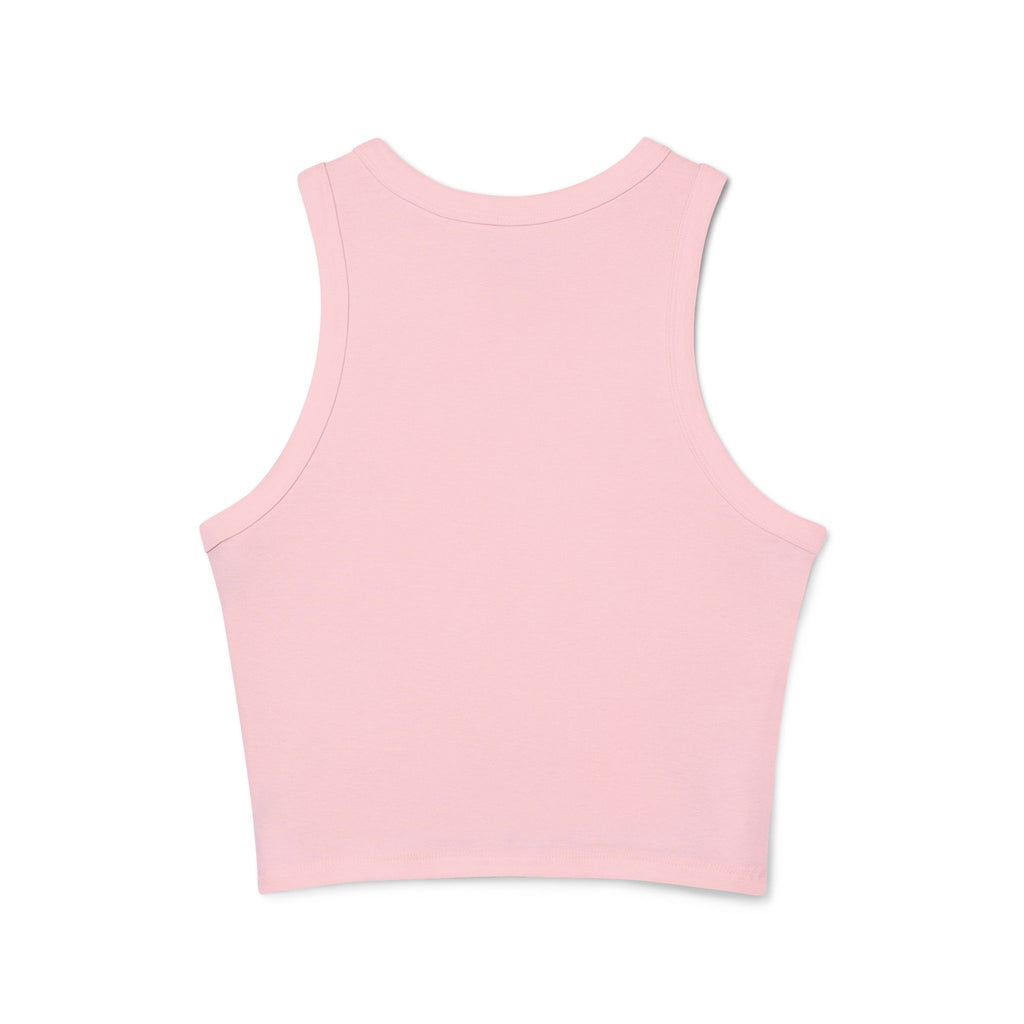 Fake Tattoo Racer Tank Top — Retro Yellow Graphic Crop Top
