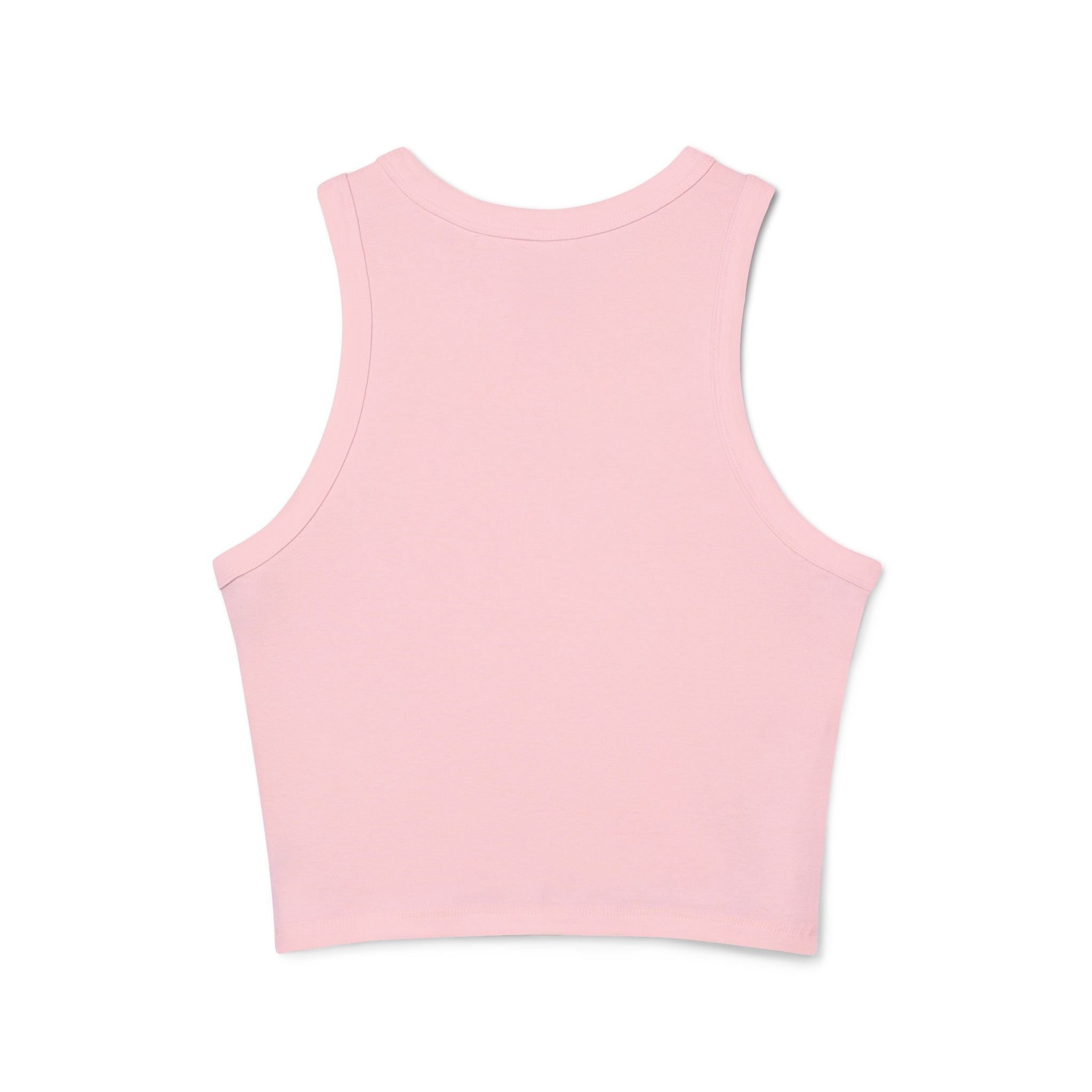 Fake Tattoo Racer Tank Top — Retro Yellow Graphic Crop Top