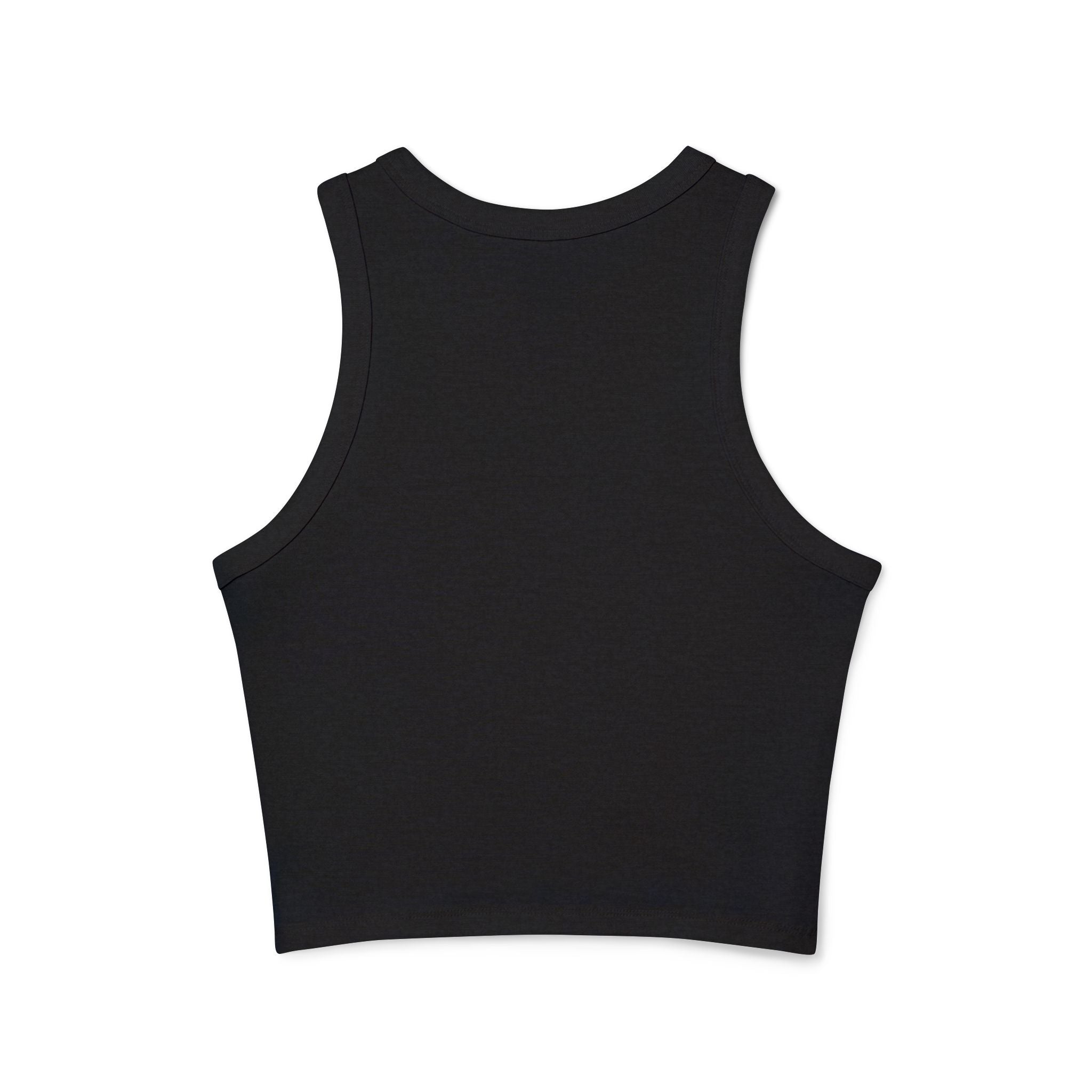 Fake Tattoo Racer Tank Top — Retro Yellow Graphic Crop Top
