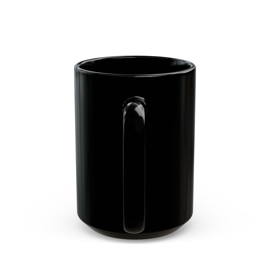 Fake Tattoo Black Mug — Bold Yellow Retro Design Coffee Cup (11oz/15oz)
