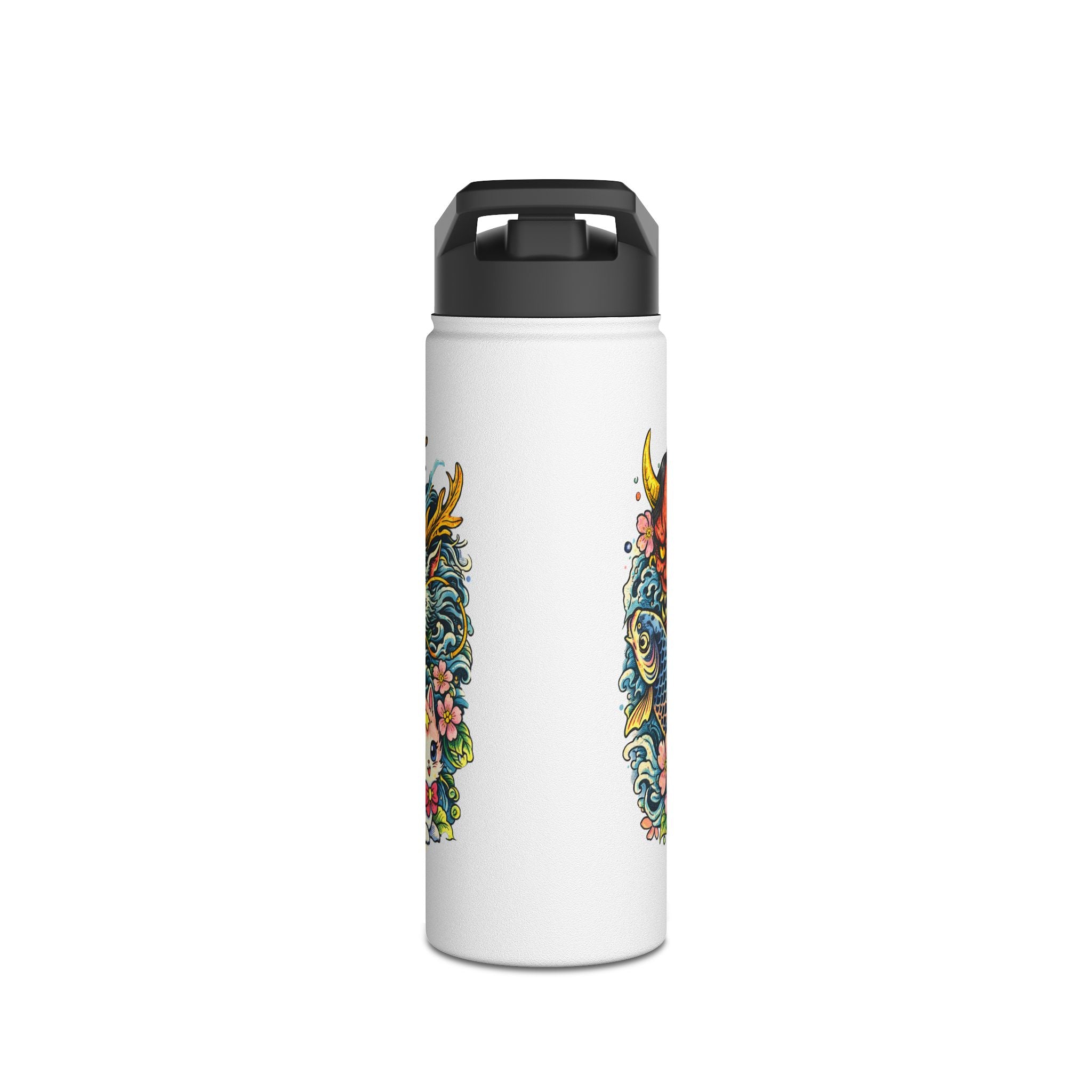 Tattoo-Style Stainless Steel Water Bottle — “Fake Tattoo” Bold Graphic