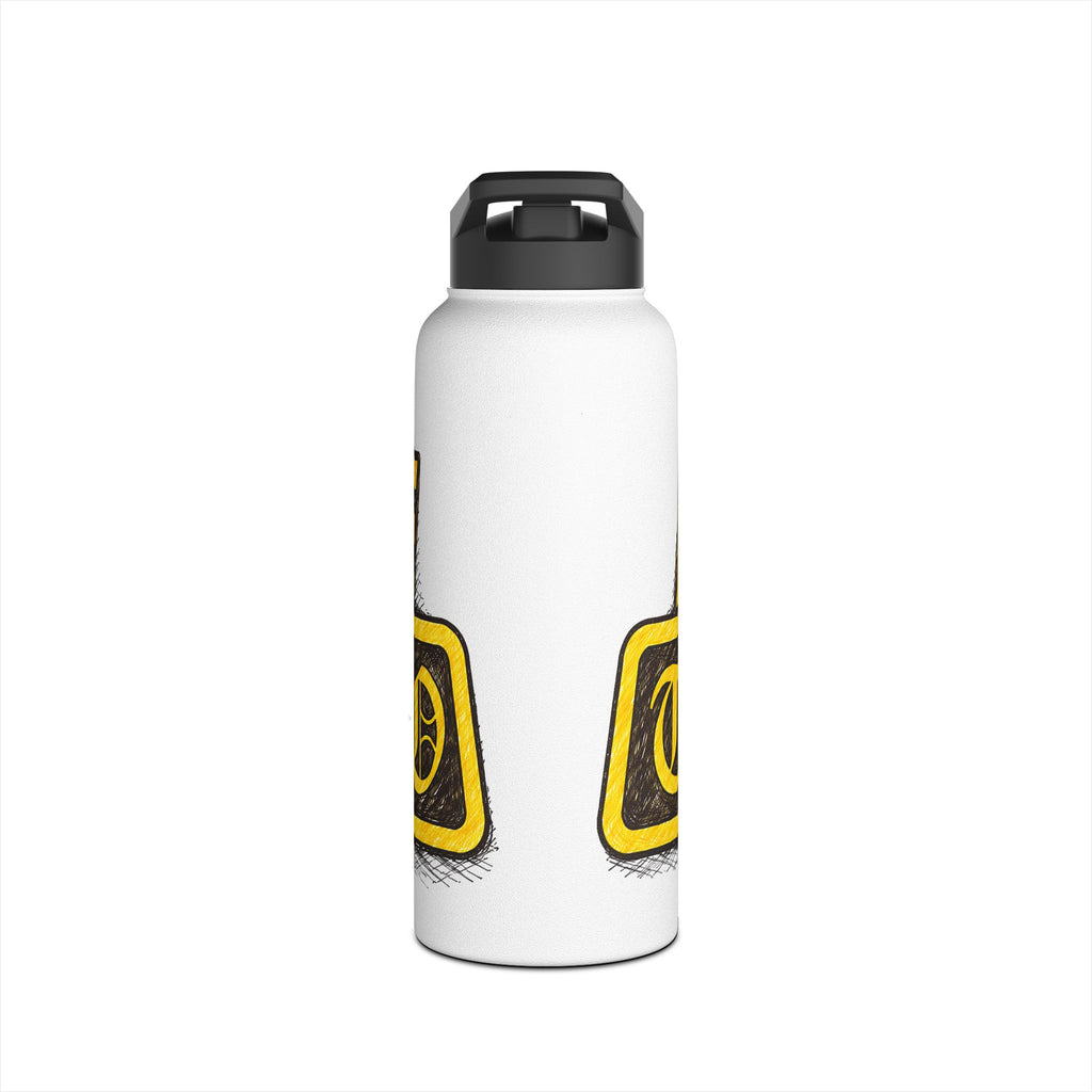 Adventure Stainless Steel Water Bottle — Bold Yellow 'Beak Battle' Graphic