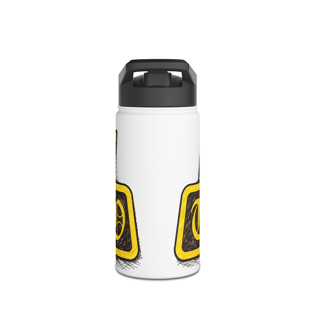 Adventure Stainless Steel Water Bottle — Bold Yellow 'Beak Battle' Graphic