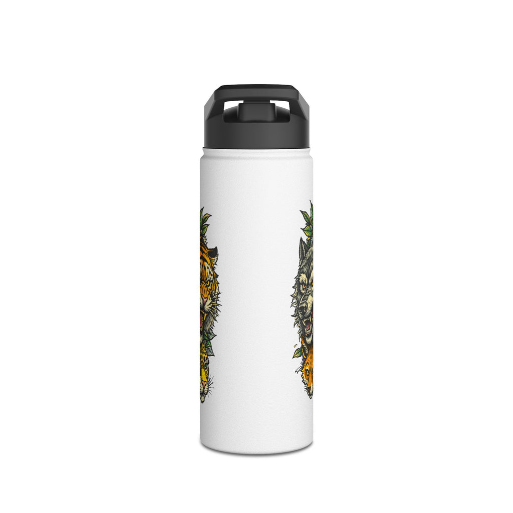 Tattoo-Style Stainless Steel Water Bottle — "Fake Tattoo" Vintage Floral Design