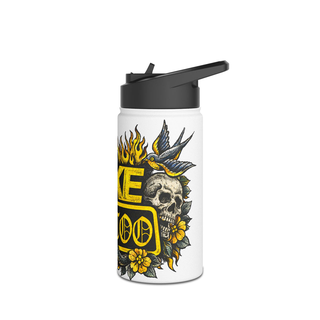 Fake Tattoo Skull & Snake Stainless Steel Water Bottle — 20oz Insulated