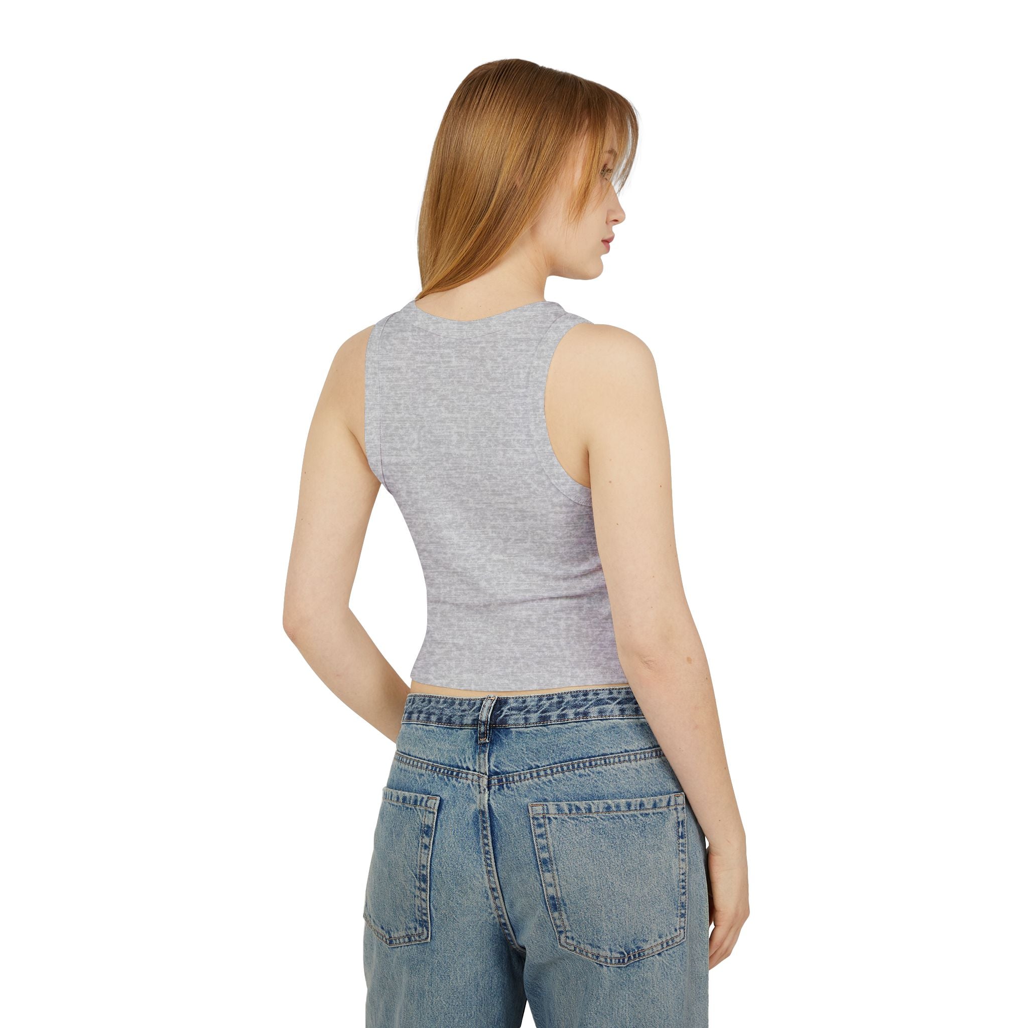 Fake Tattoo Racer Tank Top — Retro Yellow Graphic Crop Top
