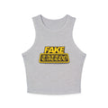 Fake Tattoo Racer Tank Top — Retro Yellow Graphic Crop Top