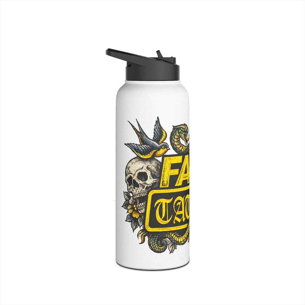 Fake Tattoo Skull & Snake Stainless Steel Water Bottle — 20oz Insulated